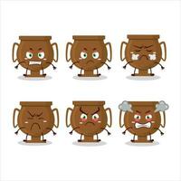 Bronze trophy cartoon character with various angry expressions vector