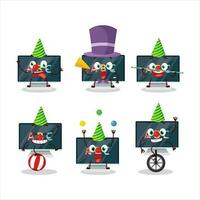 Cartoon character of alphabet on monitor with various circus shows vector