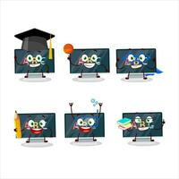 School student of alphabet on monitor cartoon character with various expressions vector