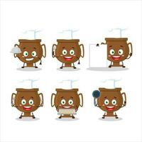 Cartoon character of bronze trophy with various chef emoticons vector