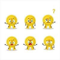 Cartoon character of gold medal ribbon with what expression vector