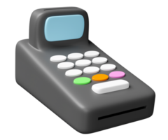 3d Zahlung Maschine oder pos Terminal schweben Symbol isoliert. 3d machen Illustration png