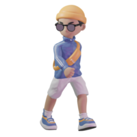 3d character with a blue jacket and sunglasses png