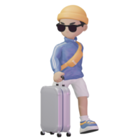 3D character carrying a suitcase png