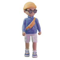 3d character with a blue jacket and sunglasses png