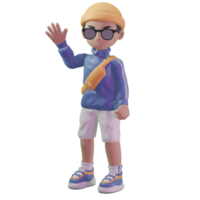 3d personaggio con un' blu giacca e occhiali da sole png