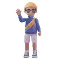 3d personnage avec une bleu veste et des lunettes de soleil png