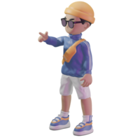 3d character with a blue jacket and sunglasses png