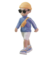 3d character with a blue jacket and sunglasses png