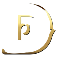 gyllene logotyp brev d png