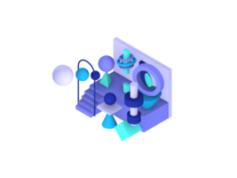 3d isometric abstract shape png