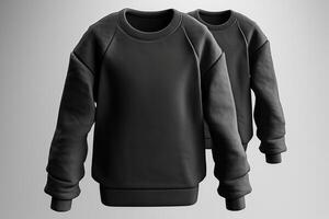 black sweatshirt isolated on gray background with clipping path, photo