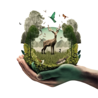 planet earth green clean ecology nature transparent air green trees animals birds. png