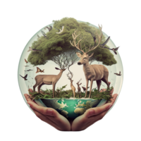 planet earth green clean ecology nature transparent air green trees animals birds. png