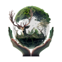 planet earth green clean ecology nature transparent air green trees animals. png