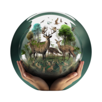 Green Earth Globe And Animal, png