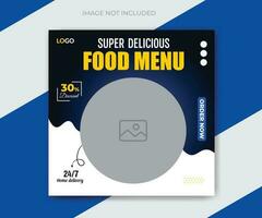 Delicious foo menu social media or web square flyer design template vector