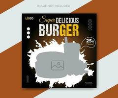 Burger food menu and restaurant social media post template design vector