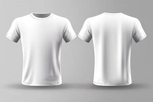 blanco blanco camiseta modelo Bosquejo, frente y espalda vista, generativo ai foto