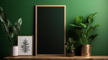 Mock up poster frame in modern interior background, photo