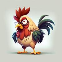 Cute Cartoon rooster with glasses, photo