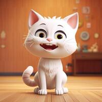 linda gracioso dibujos animados gato con gracioso expresión. dibujos animados personaje sonrisa cara gato, generativo ai foto