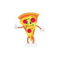 Pizza dibujos animados personaje, moderno vector modelo conjunto de mascota ilustraciones. comida objeto icono concepto aislado prima vector.