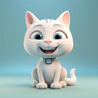 Cute funny cartoon cat with funny expression. cartoon character smile face cat, photo