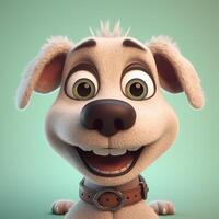 Cute funny cartoon dog with funny expression. cartoon character smile face dog, photo