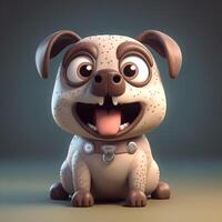 Cute funny cartoon dog with funny expression. cartoon character smile face dog, photo