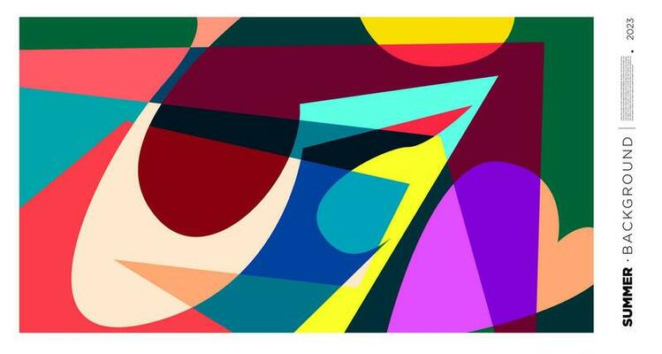 Vector abstract colorful  dynamic geometric pattern background illustration for summer 2023