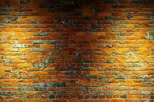 Old Brick Wall Texture Background with Spotlight on Surface. photo