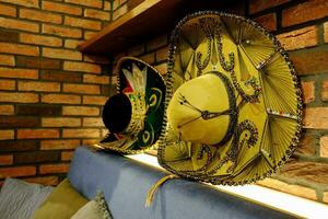 Close up Colorful Mexican Hat in Living Room. photo