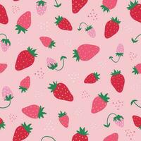 Cute seamless pattern of sweet strawberries. Strawberry background for fabrics, decorative paper. Textile print for a small baby. Summer vector background.