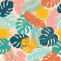 Vector seamless pattern with hand drawn tropical leaves, collage contemporary. Jungle pattern. Modern trendy design for paper, cover, fabric, interior decor, clothes, wrapping paper.