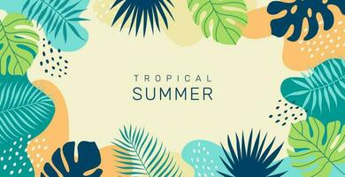 verano resumen tropical antecedentes con palma hojas. floral exótico hawaiano fondo de pantalla. moderno de moda vistoso diseño. vector modelo para saludo tarjetas, carteles, pancartas