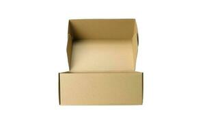 Opened Cardboard Box Isolated on White Background. photo