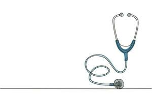 Single continuous line drawing Stethoscope graphic icon. Stethoscope sign isolated on white background. Symbol medicine. Medical healthy logo. Dynamic one line draw graphic design vector illustration