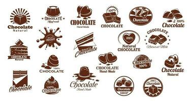 Chocolate sweets icons vector set