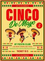 Cinco de Mayo flyer, Mexican jalapenos mariachi vector