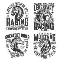 Horse ricing sport, equestrian club t-shirt prints vector