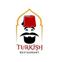 Turkish cuisine restaurant chef icon or emblem vector