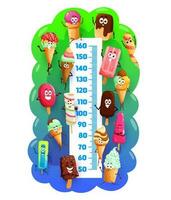 Kids height chart with ice cream funny characters vector