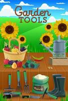 Garden tools and vegetable, agriculture, gardening vector