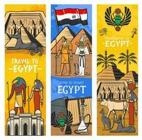 Welcome to Ancient Egypt, travel landmark banners vector