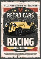 Vintage motor races championship, trophy rally vector