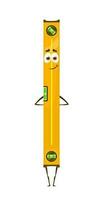 Cartoon level meter tool character, work tool item vector