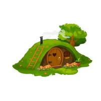 Fairytale hobbit or dwarf house, home under hill vector