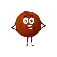 Macadamia cartoon nut character with funny face vector