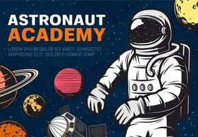 Astronaut academy. Galaxy and space vector